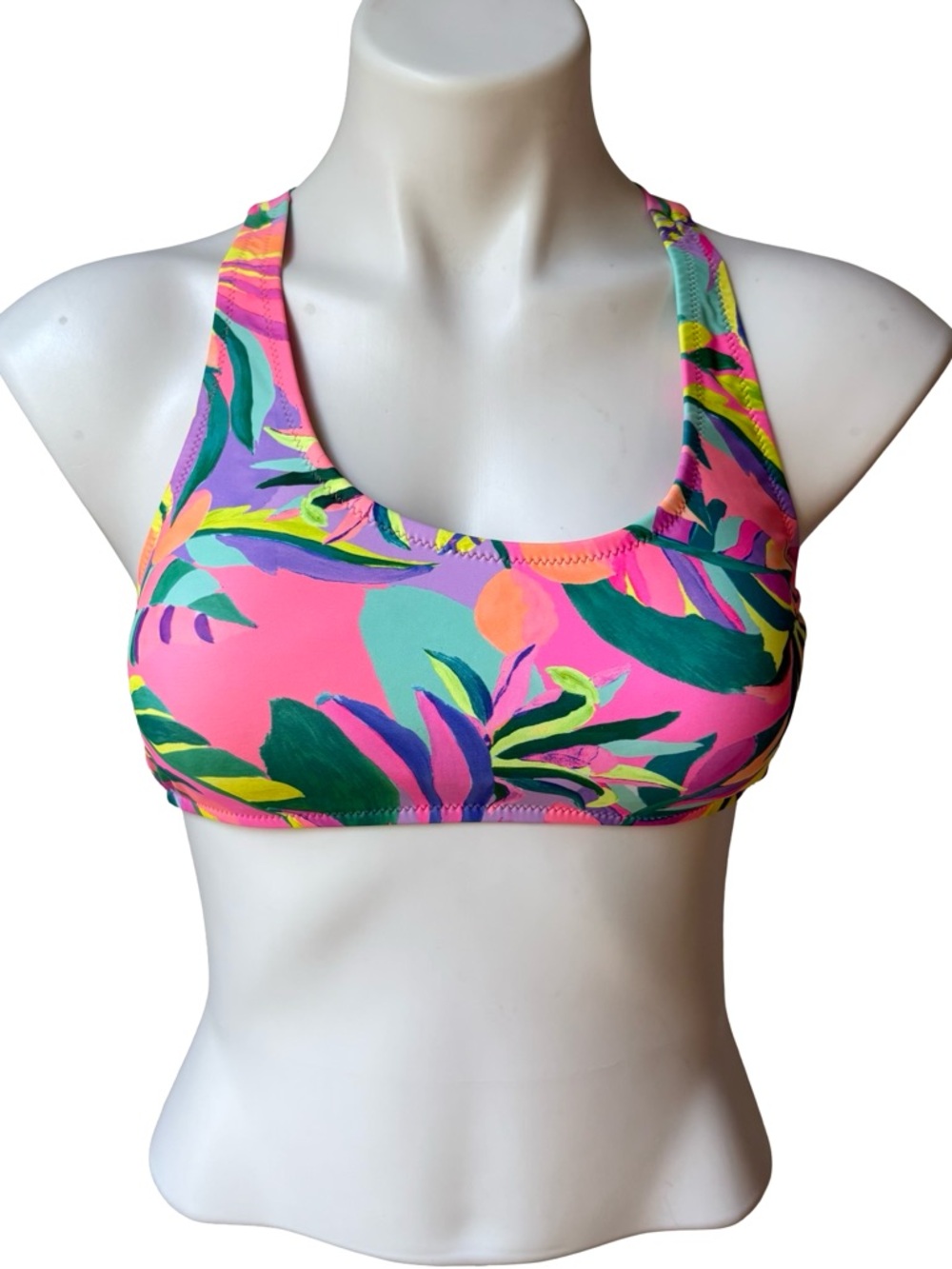 Kulani Kinis Ditzy Bikini Tie Cross Back Swim Top -Zango Tango, Sz M